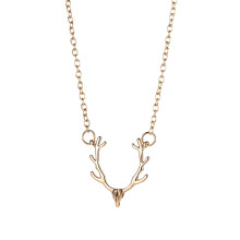 Collana con corno di cervo BGZLEU - Ciondolo a forma di corno di cervo con cristalli austriaci per donna, delicata catena a clavicola con corno di