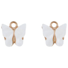 Colar com pingente de borboleta acrílica colorida para mulheres, acessórios brancos para pulseira DIY, compatível com joias artesanais.