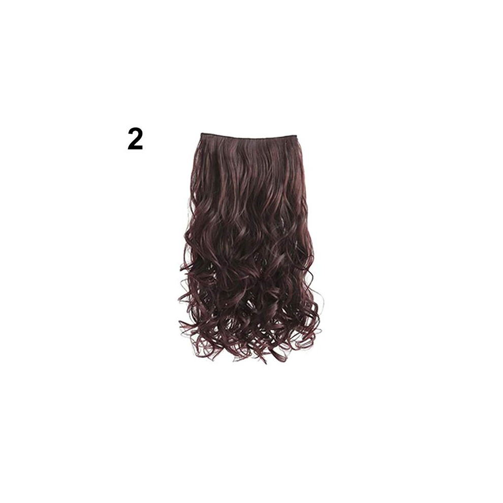 Unisex Brown Clip In Hair Extensions Long Curly Wave Synthetic Wig For Women Dark 60Cm With Secure Clips