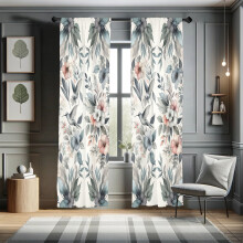 Conjunto de cortinas Ambesonne com estampa de pássaros e natureza, 2 painéis, floral folhoso em tons suaves, 71 cm x 213 cm, rosa seca em tons de