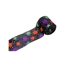 Fita de Halloween AUDeals com borda aramada, ideal para guirlandas, laços, redes de morcegos e estampas de abóboras. Fita para artesanato,