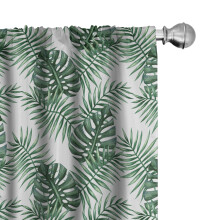 Cortinas Ambesonne Leaf de 4 painéis, Palmeira, Manga e Bananeira, 142 x 241 cm, Verde Floresta