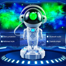 Projetor Bluetooth para Quarto com Astronauta e Estrelas - Enfeites Coloridos de Espaçonave para Noite