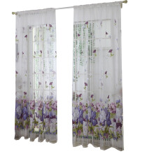 Cortina de painel único Begine Clearance com estampa de peônias, 100x200cm, em tule transparente, para janela, 1 unidade. Decoração para casa.