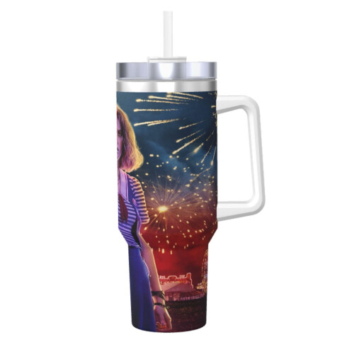 Stranger Things 40oz ποτήρι με λαβή και καπάκι από άχυρο, μονωμένο ποτήρι, μπουκάλι νερού 1