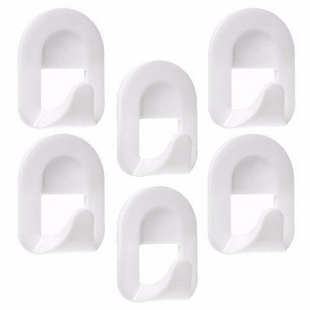 Wideskall 6 Pcs White Self Adhesive Plastic Square Hook Large Wall Mount Hanger For Bathroom Towel And Robe 9004841125732