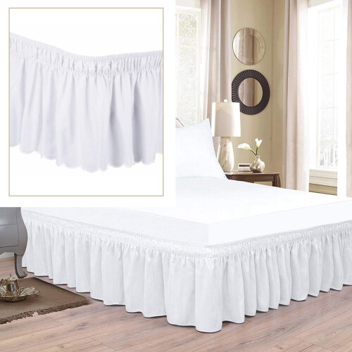Couvre-lit élastique uni, couleur blanche, sans jupe de lit.
