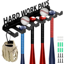 Word Hard Work Pays Iron Baseball Bat Display Stand with Screw and Expansion Screw Word 40x11.6x7cm