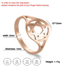 RSAMD Retro Star of David Stainless Steel Rings Women Jewelry Wedding Gift Size 7-10-7-Rose Gold