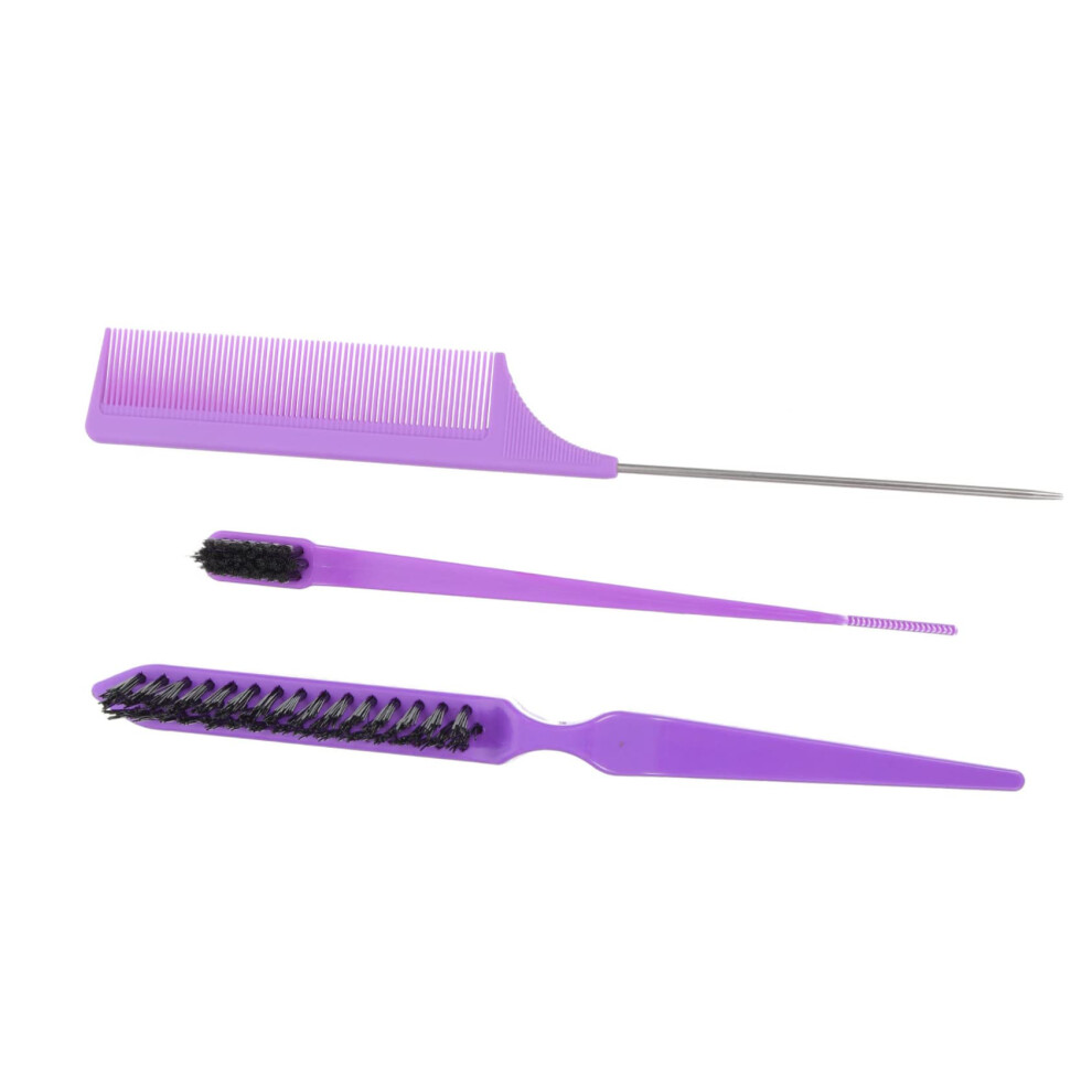 Unisex Detangling Comb Set For Natural Hair With Violet Tail Comb And Brush, Gentle Scalp Care For Salon And Home