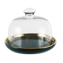 Présentoir à gâteaux avec cloche, couvercle à gâteau, beurrier, plateau à fruits, 15 cm