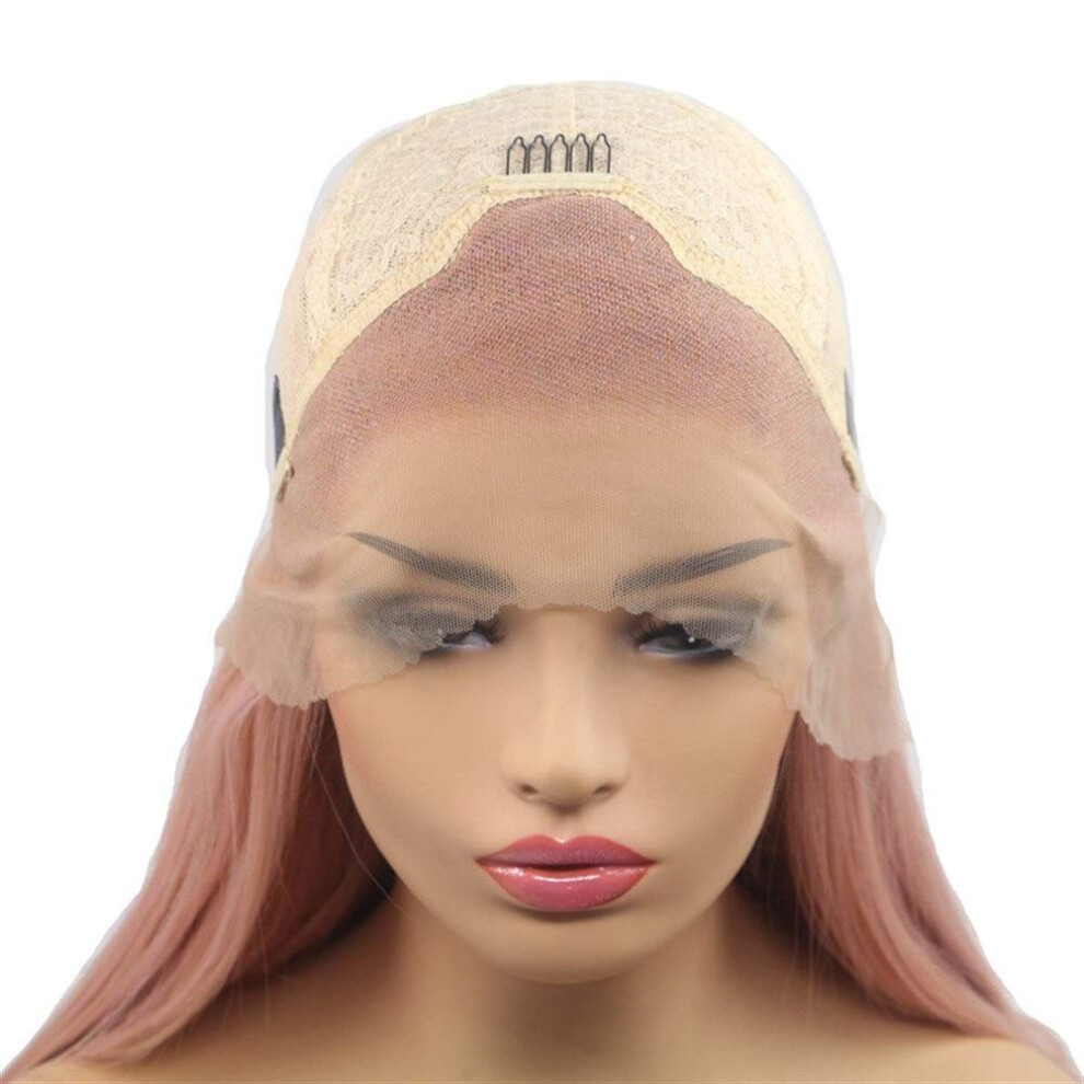Unisex Long Curly Synthetic Lace Front Wig 22Inch Heat Resistant Fiber Readytowear Hairstyle