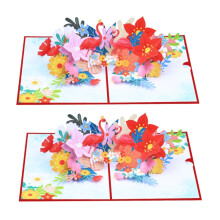 Cartes pop-up flamants roses à motifs floraux, cartes de vœux 3D, carte pop-up pour la Saint-Valentin F0T6