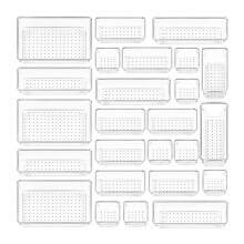 SUSUchens - Lot de 25 boîtes de rangement transparentes pour tiroirs, bords lisses et sans bavures, design transparent, contenants cosmétiques,