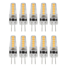 Lot de 10 ampoules LED G4, lumière blanc chaud 3000K, dimmables, à deux broches, équivalent 2W, luminosité 2000lm, AC12V-24V, remplacement