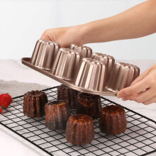 Canelé-Backform mit 4 Mulden, antihaftbeschichtet, aus Kohlenstoffstahl, für den Backofen geeignet