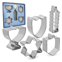 Emporte-pièces en acier inoxydable pour Hanoukka, 5 emporte-pièces en forme de menorah, toupie, bougie de Hanoukka, étoile, bouclier des