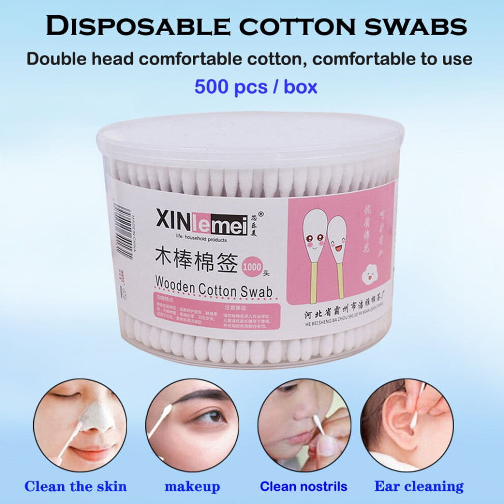 Woodworking Tools Celebration Activ Cleansing 500Pcs Disposable Wooden Swabs Double-Headed Multi-Functional Cotton Cleaning Supplies