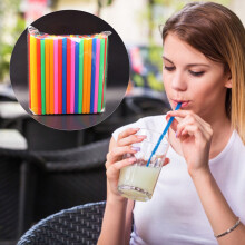 SKDOGDT100 stk fleksible plastsugerør, fargerike engangs bøybare festsugerør ekstra lange sugerør festdekorasjoner