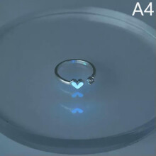 RSAMD Leuchtender Herzring, der im Dunkeln leuchtet, modischer, verstellbarer Partnerring, Silber-A4