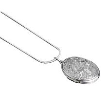 ZHENYANGli Fashion 925 Sterling Silver Rose Round Locket Necklace Box Snake Chain Jewelry