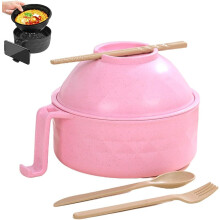 Bol à ramen pour micro-ondes, bol à soupe tout-en-un avec passoire, compatible micro-ondes, baguettes, cuillère et support pour téléphone inclus.