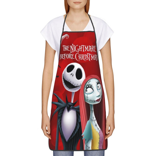 Nightmare Before Christmas kjøkkenforklær justerbart vanntett forkle bibforkle for menn kvinner kokk 1