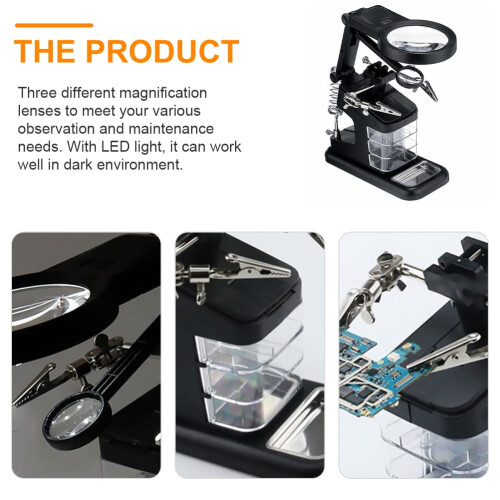 Magnifier Station Multi-function Magnifying Glass Helping Hand Soldering Stand 2