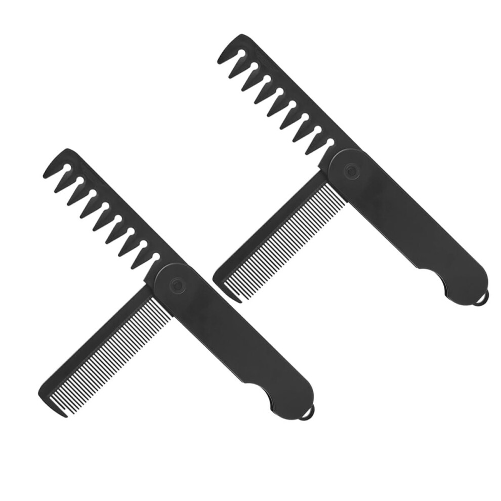 Folding Hair Comb Set with Wide Teeth for Beard and Hair Styling, Compact Travel Pocket Comb
