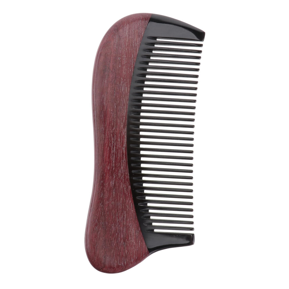 Handmade Wood and Ox Horn Comb AntiStatic Fine Tooth 7 Inch for Women and Men Hair Styling