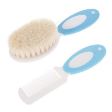 Baby Hair Brush Set with Natural Bristles for Gentle Scalp Massage and Soft Infant Hair Care