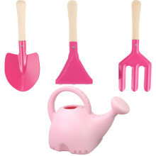 8Pcs Portable Pink Kids Watering Can Bamboo Garden Set