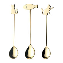 2 Pcs Stainless Steel Cat Fish Spoon Child Kitchen Dessert Serving