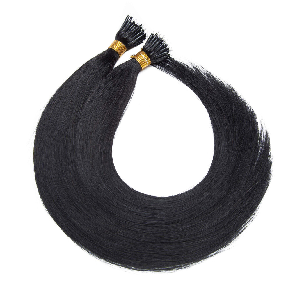 Unisex Black Nano Ring Remy Human Hair Extensions 20 Inch 50G Natural Seamless Fit For Instant Volume