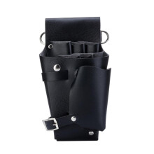Hairdressing Tool Belt PU Leather Barber Waist Bag with Scissor Holder Black Adjustable Strap