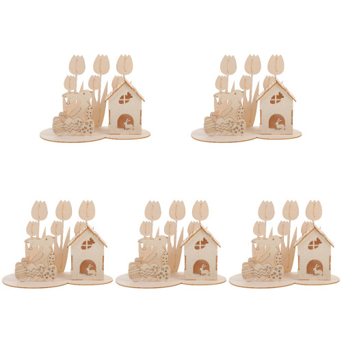 5 Sets Easter 3D Puzzle Model Rabbit Egg House Toy 2
