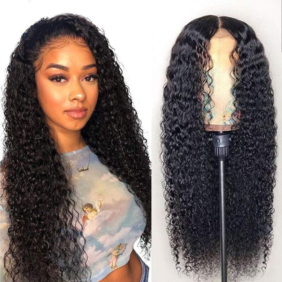 26 Inch Curly Lace Front Wig Human Hair Pre Plucked with Baby Hair Brazilian Wigs for Black Women