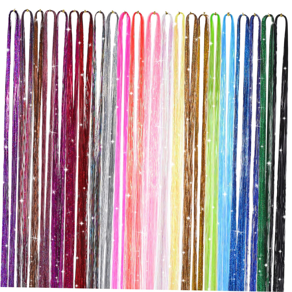Colorful Hair Tinsel Extensions Kit with Glitter Strands for Braids and Versatile Hair Styling