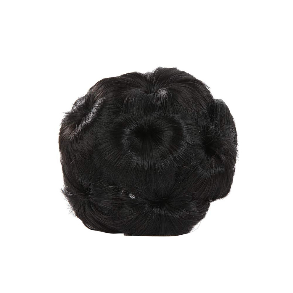Curly Hair Bun Wig with Builtin Headband Light Brown Synthetic Hairpiece for Women