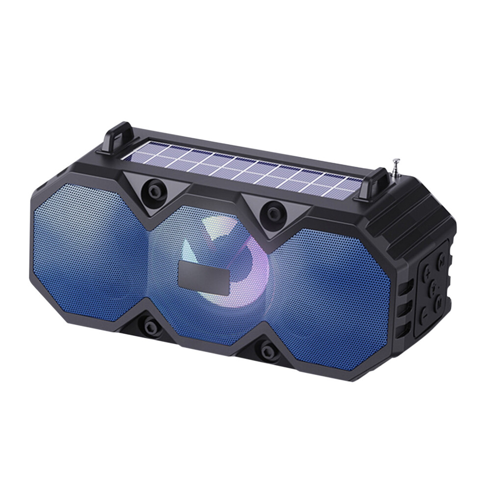 Paveos Portable Solar Tooth Speaker With Subwoofer, Wireless Stereo Speaker Compatible With Power Bank, Outdoor Use, Blue 9773935685406