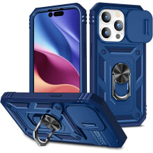 Etui 14Pro kompatybilne z iPhone'em 14Pro, przesuwana osłona kamery, wytrzymała obudowa odporna na wstrząsy klasy wojskowej z obrotowym
