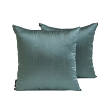 HomeCentric - Federa decorativa per cuscino lombare, verde fumo, confezione da 2, 30x45 cm, in seta artificiale, tinta unita, rettangolare,