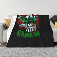 Gremlins flanellfilt, mjuk och varm plyschfilt för soffa, bäddsoffa, kontor, ultramjuk mikrofleece-komfortfilt för alla årstider