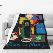 Rick and Morty Pläd Mjuk Plysch Resefilt För Sovrum Vardagsrum Soffa Kontor Helårspresent För Kvinnor Män Flickor Pojkar