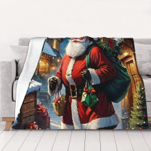 Julfilt i fleece Supermjuk och mysig pläd, för män, kvinnor, gamla och barn. Sängkläder. Funktioner - Supermjuk. 80"X60"
