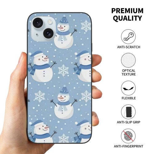 Feliz Natal! Capa para celular compatível com iPhone 15, capa protetora à prova de choque com PC + TPU para câmera dupla. 2
