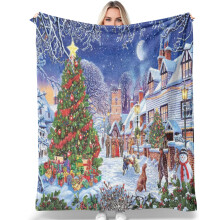 Jul- och nyårsflanongfilt 50x40 tum mjuk filt för soffa och sovrum