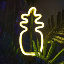 Luminária de LED em formato de abacaxi, luz noturna branca quente, decoração de parede, alimentada por bateria e USB, ideal para decoração de