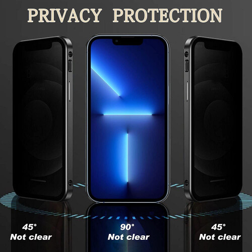 Capa magnética de privacidade compatível com iPhone 13 Pro Max, com proteção total em vidro temperado de dupla face - Preta 1