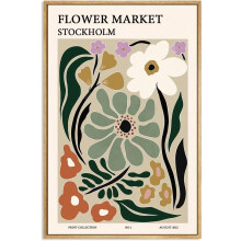 Poster del mercato dei fiori ASPORIC, arte floreale vintage botanica da parete, 40x30 cm, senza cornice, compatibile con l'arredamento di casa per